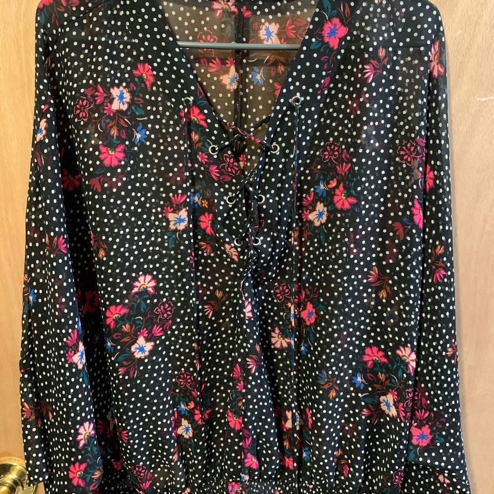 Express Polka Dot Sheer with Dollman Sleeves